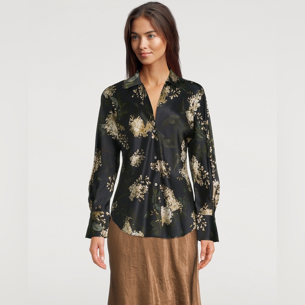 Vince Lilac Bias-Cut Silk Blouse